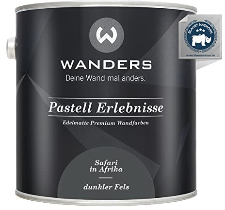 Wanders Pastell Erlebnisse 2,5L - Dunkler Fels/Dunkelgrau - Edelmatte Wandfarbe! Küchenmöbellack und Möbelfarbe. Kreidefarbe für Holz & mehr. Hohe Deckkraft, schnell trocknend