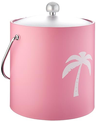 Kraftware Pastimes 3qt (Palm Tree, Pink) Ice Bucket, Small