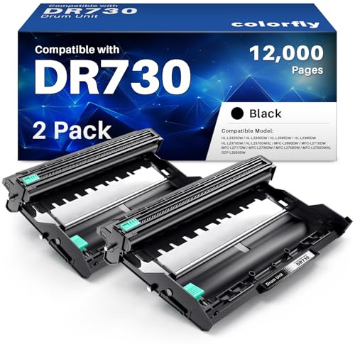 DR730 Drum Unit Brother Compatible Replacement for Brother Drum DR730 DR-730 for HL-L2350DW MFC-L2710DW DCP-L2550DW MFC-L2750DW HL-L2390DW HL-L2395DW MFC-L2690DW HL-L2370DW Printer(2 Pack, NOT Toner)