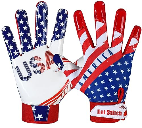 Football gloves American flag football receiver gloves men silicone grip football receiver gloves youth usa flag football receiver gloves youth football receiving gloves for men adult & unisex.