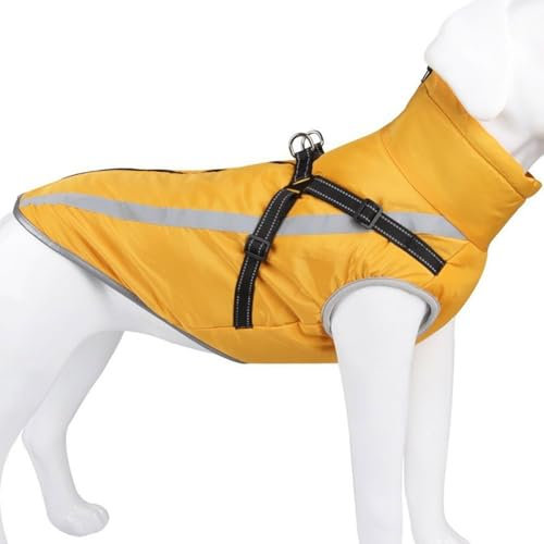 Hundemantel, wasserdichte Hundejacke Für Den Winter Mit Integriertem Geschirr, Reflektierende Hundeweste Mit Rollkragen, Warme Haustierkleidung, Winddichter Hunde-Schneeanzug,A,6XL