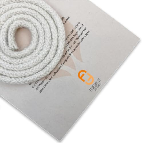 Ofendichtschnur Ø 14 mm x 1 Meter, Ofen-Dichtungsband für Kaminofen, hitzebeständig bis 800 °C, Keramische-Faser, Abdichtung für Kamine & Öfen, reißfest