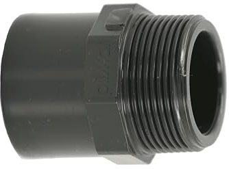 HAF 1x PVC Fittings Übergangsnippel mit 50/63mm x 1 1/2 | Klebemuffe/Klebestutzen x Außengewinde | Übergangsmuffe aus grauem PVC | PN16 für Rohr, Poolverrohrung, Druckleitung, Rohrleitung & Teich