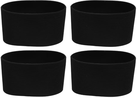 QUARKZMAN 4 Pezzi Manicotto per Tazza da Caffè Nero, in Silicone Riutilizzabile Resistente Al Calore Antiscivolo per Bicchieri, Bottiglie e Tazze d'Acqua.