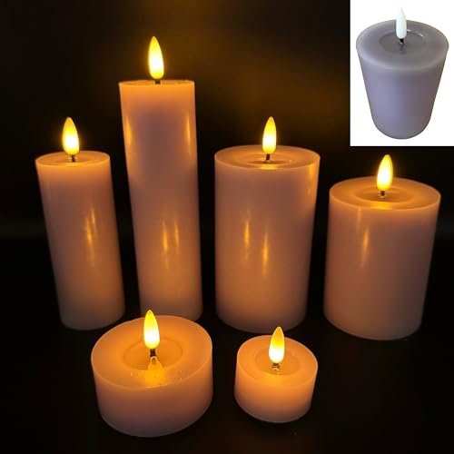Online Fuchs 6er Set LED Kerzen aus Echtwachs mit 6 Stunden Timerfunktion und realistischer Flamme - 340 (Flieder)