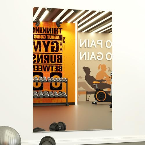 Tempered Home Gym Mirror 48x72 - 1/4 Thick Wall Mirror Full Length - HD Ultra Clear Large Mirror - Mirrors for Wall, Garage, Bathroom - Body Mirrors for Bedroom - Frameless Full Mirror 48x72