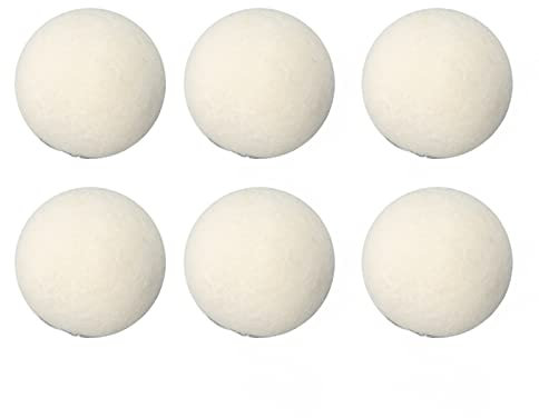 HERCHR 6 Pack Wool Dryer Balls, Reusable Fabric Softener Wool Balls for Dryer Drying Balls for Laundry, Reduces Clothing Wrinkles and Saves Drying Time(5CM)
