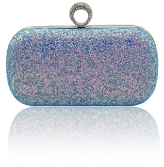 CORIOS Paillettes Clutch da Donna Borsetta da Sera Pochette Piccolo con Catena Elegante Borsa a Spalla Borsa Sposa Gorgeous Borsa a Tracolla Borse Messenger per Cerimonia Ballo Festa Cocktail Blu