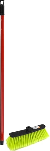 Broom Head with Long Handle 110cm Soft Heavy Duty Broom Strong Bristles Brush Garden Broom Indoor Excellent at Cleaning Various Surfaces (Lime)
