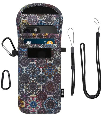 DOB SECHS Handyhülle Tasche Universal Pouch Handysocke, Handytasche Stoff für Smartphones 6,9 Zoll, Handy Tasche 17,7 x 9,5 cm Innenmaße, Böhmen Datura