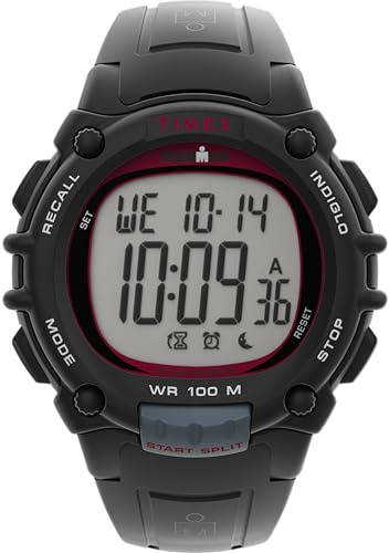 Timex Ironman Essential Montre pour Homme 44 mm - Bracelet en polyuréthane Noir, Cadran numérique, boîtier Noir, TW5M64400