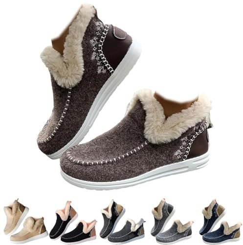 outlets Damen Stiefel Stiefeletten Winterstiefel Damen Casual Langschaft Boots Winterschuhe Bequem Runde Zehe Flach Stiefeletten tylisch Praktisch Winterstiefel