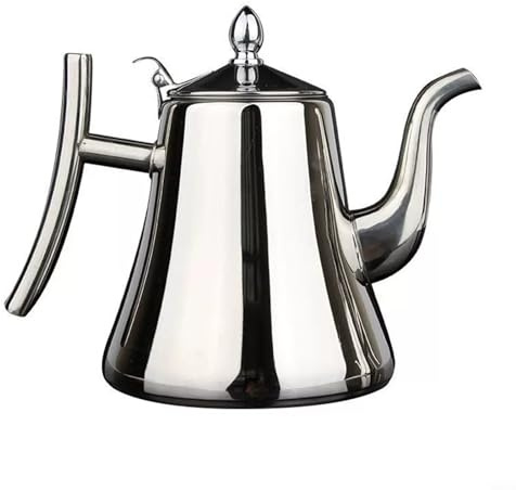Théière en acier inoxydable avec poignée soudée pour plaques à induction et cuisson à flamme nue (2 l, argent)