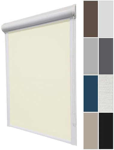 Thermo Kassettenrollo Verdunkelungsrollo ohne Bohren Seitenzugrollo Fensterrollo Sonnenschutz Rollo, Breite: 60 cm, Höhe: bis 150 cm, Kette Links, Blau