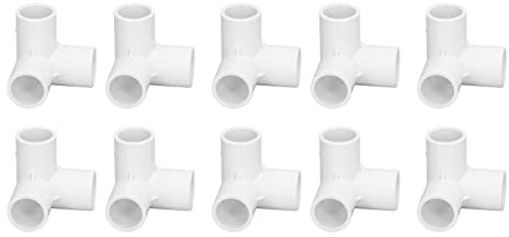 10pcs a 3 Vie PVC I Raccordi per Tubi in Plastica Connettore a Tee Ad Angolo Retto da 20 Mm Diametro di Diametro Serra Connettori di Tubo D'acqua (Bianco)