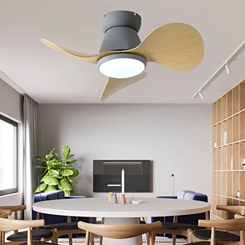 GODFSAHG Ventilador de Techo pequeño para niños con aplicación y Control Remoto Diseño Moderno Luz de 3 Colores 6 velocidades de Aire para habitación Infantil Sala de Estar con Temporizador