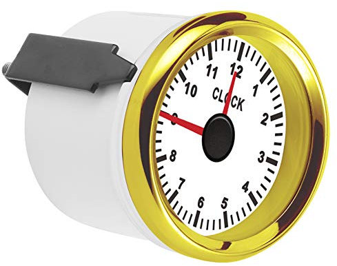 KIMISS Instrumento de Calibre de Reloj Universal de 2 Pulgadas 0-12 Horas con Luz de Fondo Roja para 12 V/24 V, Bote, Yate, Motocicleta-Diseño Impermeable y Antifog