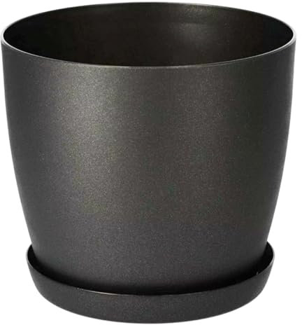 B2C Flower Pots 6 Colours 8 sizes Matt Plastic Plant Pots Planter + Saucer Tray Deco (Black Matt, 30 cm)