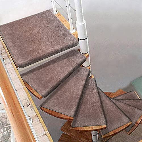 Cojín antideslizante en espiral para escalera, curvado, giro izquierdo/derecho, tapete de escalera con cubierta autoadhesiva, alfombra de protección para escalones, 60 x 33 pulgadas, color T G