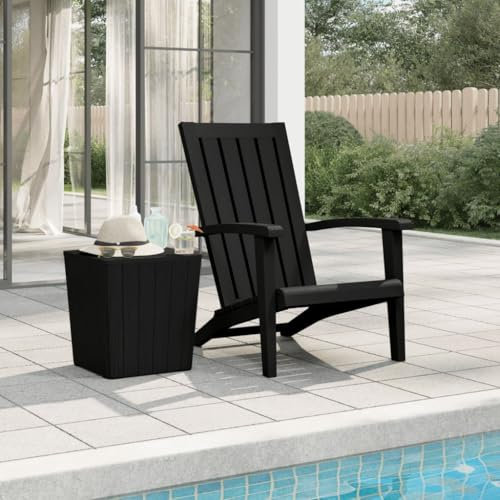 XINCXIN Adirondack-Gartenstuhl, Stühle Gartenmöbel Terrassenstühle Korbsessel Geeignet für Balcony Garden Pool Outdoor Schwarz Polypropylen