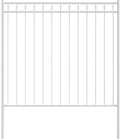 vidaXL Élément de clôture ASSEN Blanc 170 x 200 cm Acier, Clôture en acier pour jardin et terrasse, robuste barrière extérieure, élément de séparation de patio