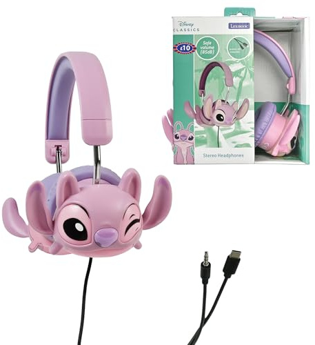Lexibook, Disney Stitch, Cuffie stereo cablate pieghevoli con limitatore di volume Angel di Disney Stitch, Rosa, HP015D1