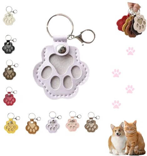 LQQDREX Porte-clés de rangement pour poils de chien, mignon porte-clés en cuir en forme de patte pour animaux de compagnie, porte-clés unique pour collection commémorative, cadeaux commémoratifs pour