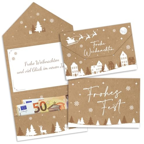 Happirra Geldgeschenk Weihnachten Verpackung, 2 Stück Weihnachtskarte Geldgeschenk Umschlag Grußkarte, Gutschein Verpackung Weihnachten, Weihnachtsgeschenke - 11 * 16cm