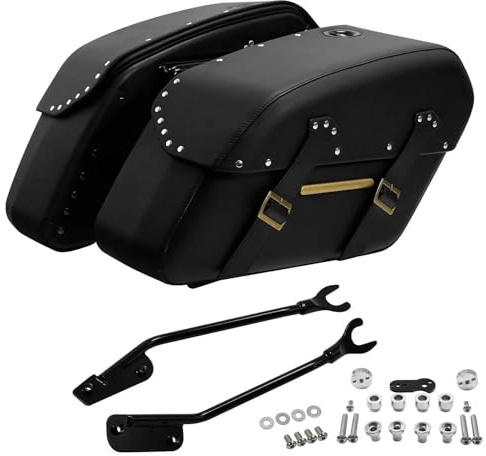 OPYJRL Motorcycle Black Detachable Saddlebags Bags for Harley for Breakout Fat Boy FLFB FLFBS FXBR FXBRS 2018-2023 Motorbike Replacement Parts(Style 2)