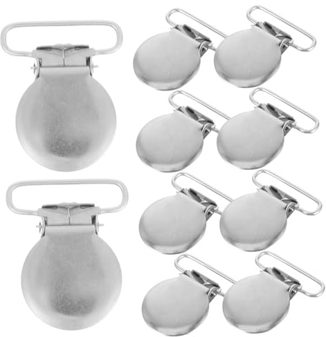 Silberner Metall Beißringclip für Babys, 10 Stück, Kompakt und Tragbar | Kinderwagen und Kleidung, Leicht zu Reinigen, Verhindert Herunterfallen, für Reise und Tasche
