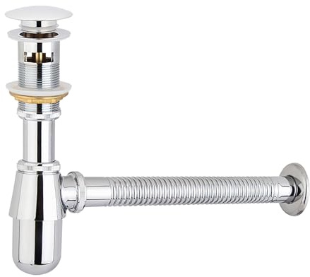 YWJFSA Siphon Lavabo avec Bouchon Clic-Clac,Trop-Plein,Tuyau De Vidange Flexible,Réglable,Anti-Odeurs Siphon Evier Cuisine pour Évier, Salle De Bain, Lavabo