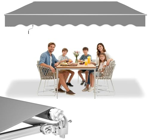 UISEBRT Markis balkong 300 x 250 cm – ledad markis solmarkis solskydd, ljusgrå