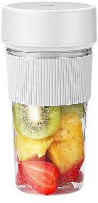AMSLSIU Mixeur-extracteur de jus portable, machine à jus de fruits électrique, mini blender à smoothies rechargeable par USB et sans fil. Savourez les meilleurs légumes la nature, blanc