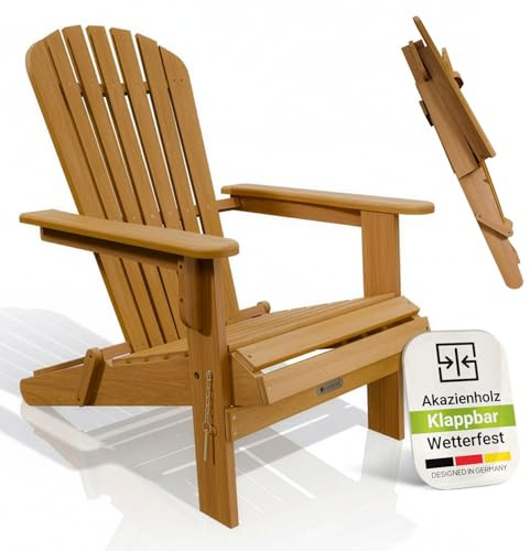 Juskys® Garten Liegestuhl Korfu – aus Akazienholz, klappbar, 85x69x94 cm, Natur, geölt, Gartenstuhl, Sonnenliege