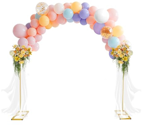 Traubogen Hochzeit, 2,3mx2,3m Hochzeitsbogen Gestell Eckig Gold, Ballonbogen Gestell Für Geburtstags Partys Bankett Dekorationen, 5kg Tragfähigkeit