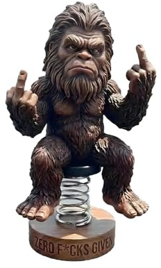 Bigfoot Zero F*CKS Given Bobblehead, Funny Middle Finger Bigfoot Resin Statue, Bigfoots Bobblehead Car Dashboard Decoration, Cryptid Car Dashboard Figure for Home Office Car (1PCS)