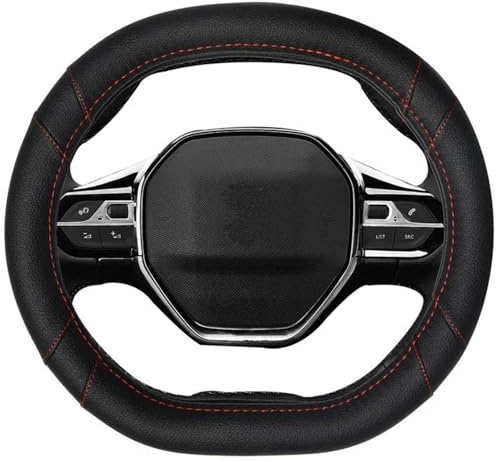 Protector Volante Funda Volante Coche para Peugeot para Rifter Microfibra Cuero Accesorios Personalizados Cubierta Volante Coche(Black)