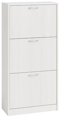 INTRECCI Scarpiera in Rovere 3 Ante – Design Salvaspazio Slim Profondità 24cm - Mobile Porta Scarpe in Legno, Capacità 18 Paia – Facile da Montare, Ideale per Ingresso e Corridoio – Colore: Bianco