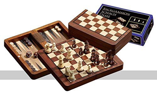 Philos 2517 - Reise-Schach-Backgammon-Dame-Set, magnetisch, Feld 18 mm, Königshöhe 37 mm