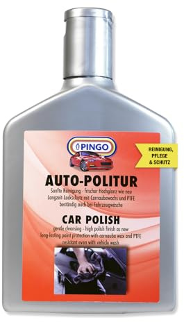 PINGO Autopolitur - Polierpaste für Autopflege & Haushalt - Chrompolitur für Langanhaltenden Lackschutz & Lackversiegelung - Hochglanz-Lackpolitur für glatte Oberflächen - 500ml