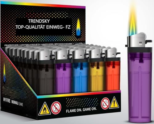 300 Stück Einwegfeuerzeuge mit Reibrad, einstellbare Flamme Lighter | Einweg Feuerzeug, auf Display