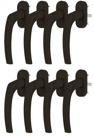 8 x Alu Fenstergriff in Braun RAL 8019 - Stiftlänge 35mm