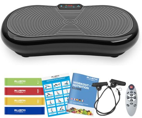 Bluefin® Vibration Plate Exercise Machine for Weight Loss, Toning & Lymphatic Drainage, Full Body Vibrating Platform with 180 Intensity Levels + 5 Programs for Home Fitness