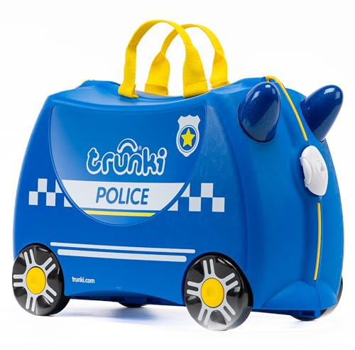 TRUNKI Handbagage och barnväska att sitta på | Barn riser present för flickor och pojkar | Trolley, flerfärgad, Einheitsgröße, Blå