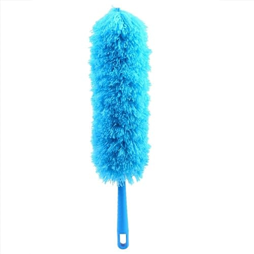 Plumeau Dépoussiérant Outil Anti-Poussière en Microfibre Douce avec Adsorption Électrostatique 56Cm Outil De Nettoyage Lavable Flexible Anti-Statique De Voiture De Maison(Bleu Ciel)