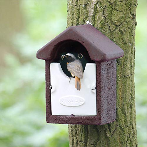 Vivara CJ Wildlife Nistkasten – Vogelnistkasten für draußen wetterfest – Woodstone Holzbeton Braun – halboffen für Rotkehlchen Zaunkönige – langlebig 3X haltbarer als Holz