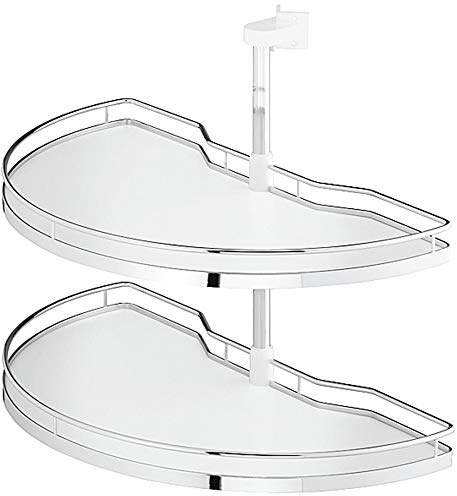 JUVA Halbkreis-Schwenkbeschlag Arena Style Drehbeschlag mit Tablarboden für Eckschrank | Drehteller für Unterschrank | Türbreite: 440 mm | Made IN Germany | 1 Komplett-Set mit Schwenk-Böden
