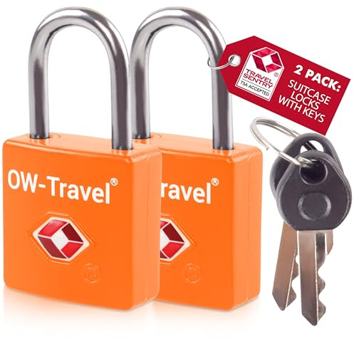 OW-Travel TSA Kofferschloss für Flugreisen mit Schlüssel, Orange 2 Stück