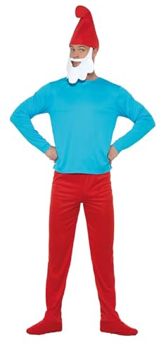 Funidelia | Papa Schlumpf Kostüm 100% OFFIZIELLE für Herren Größe XL The Smurfs, Zeichentrickfilm, Die Schlümpfe, Zwerg - Farben: Rot, Zubehör für Kostüm - Lustige Kostüme für Deine Partys
