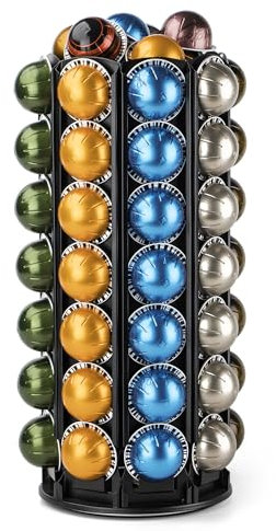 Bagoo Karussellhalter für Kaffeepads für Nespresso Vertuoline mit zentraler Aufbewahrung für zusätzliche Pods Nespresso Vertuo Pods (56+)